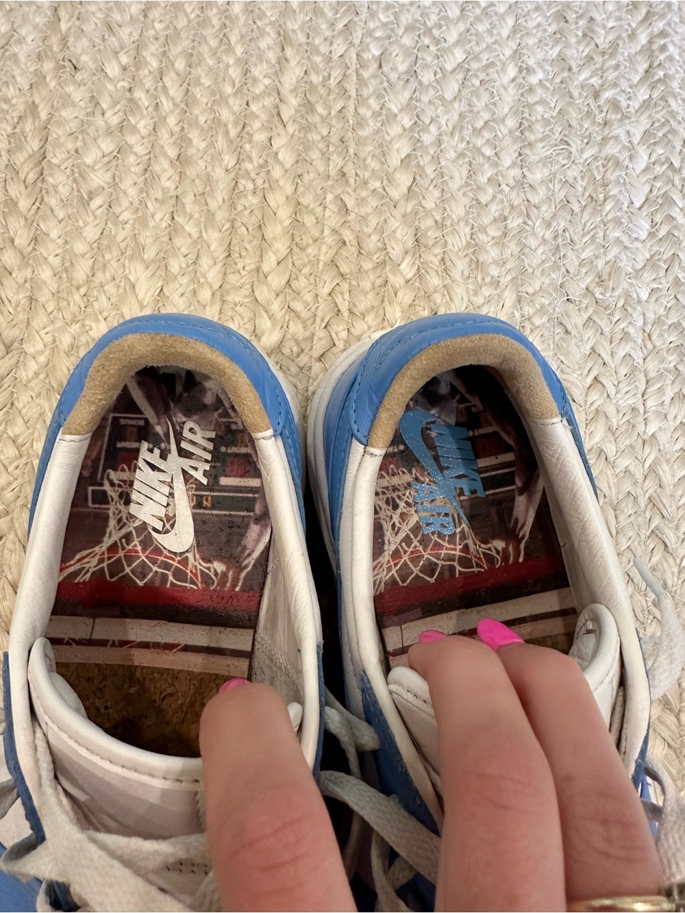 Nike White and Light Blue Low-Top Sneakers - Picture 2 of 5